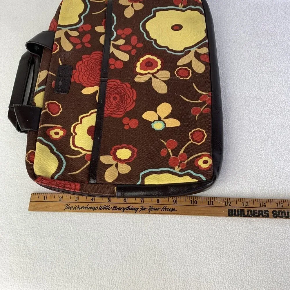 Kailo Chic Collection Slim Brief Notebook Laptop Carrying Case Brown Floral